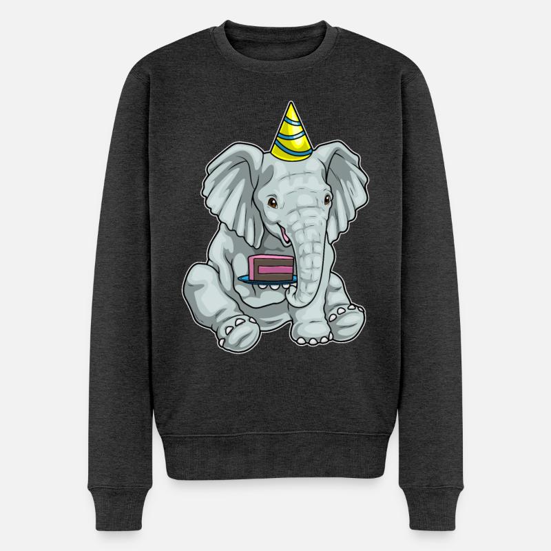 Elefant Kuchen - Männer Premium Bio Pullover - Anthrazit meliert