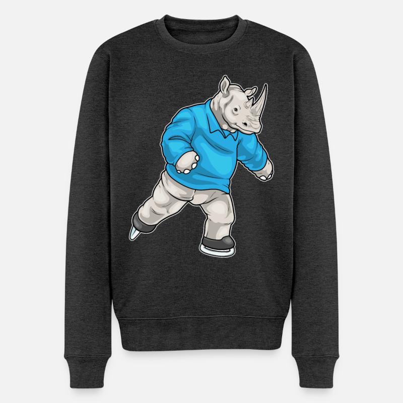 Nashorn Eislaufen Schlittschuhe - Männer Premium Bio Pullover - Anthrazit meliert