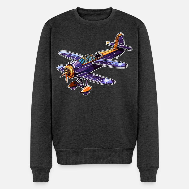 Propeller Plane Comic Look - Men's Premium Organic Jumper - heather anthracite