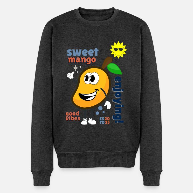 Mango gelbe Frucht Griff Design Mangos Mangos - Männer Premium Bio Pullover - Anthrazit meliert