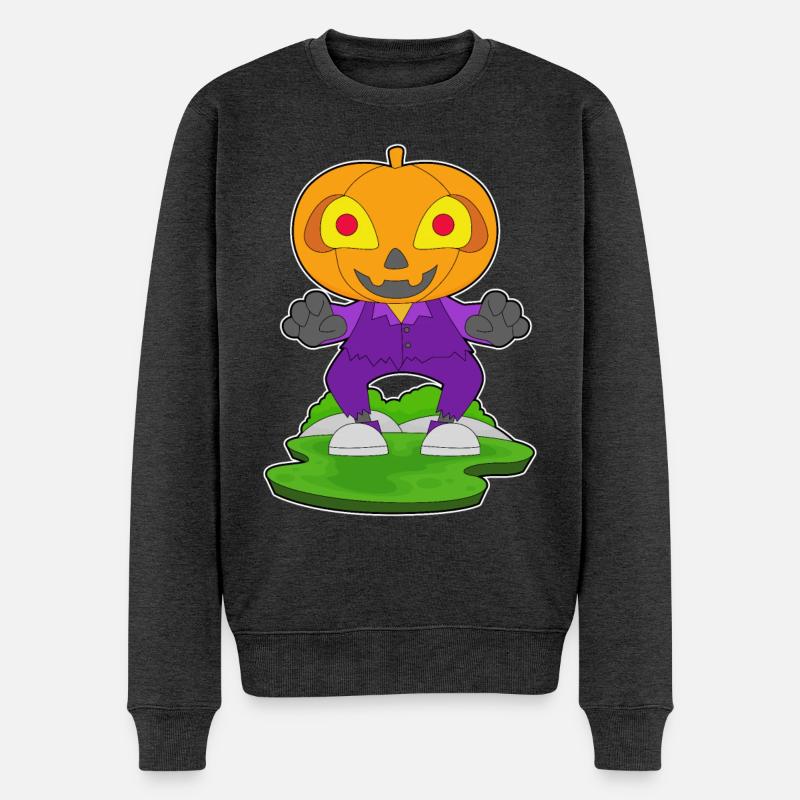 Jack O'Lantern Halloween Kürbis - Männer Premium Bio Pullover - Anthrazit meliert