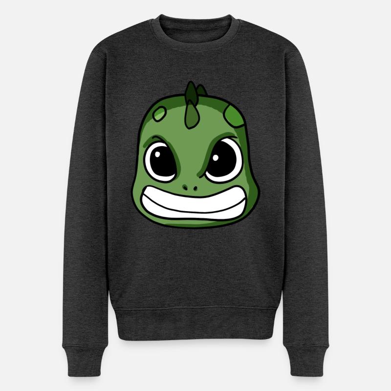 Dino Sauer verärgert Dinosaurier Kopf - Männer Premium Bio Pullover - Anthrazit meliert