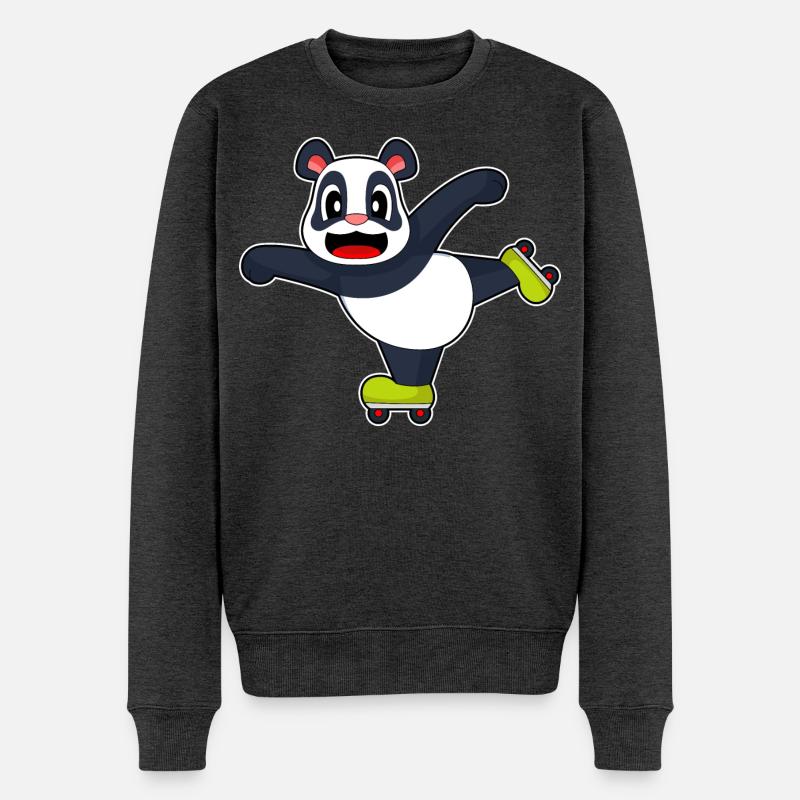 Panda Inline skating Rollschuhe - Männer Premium Bio Pullover - Anthrazit meliert