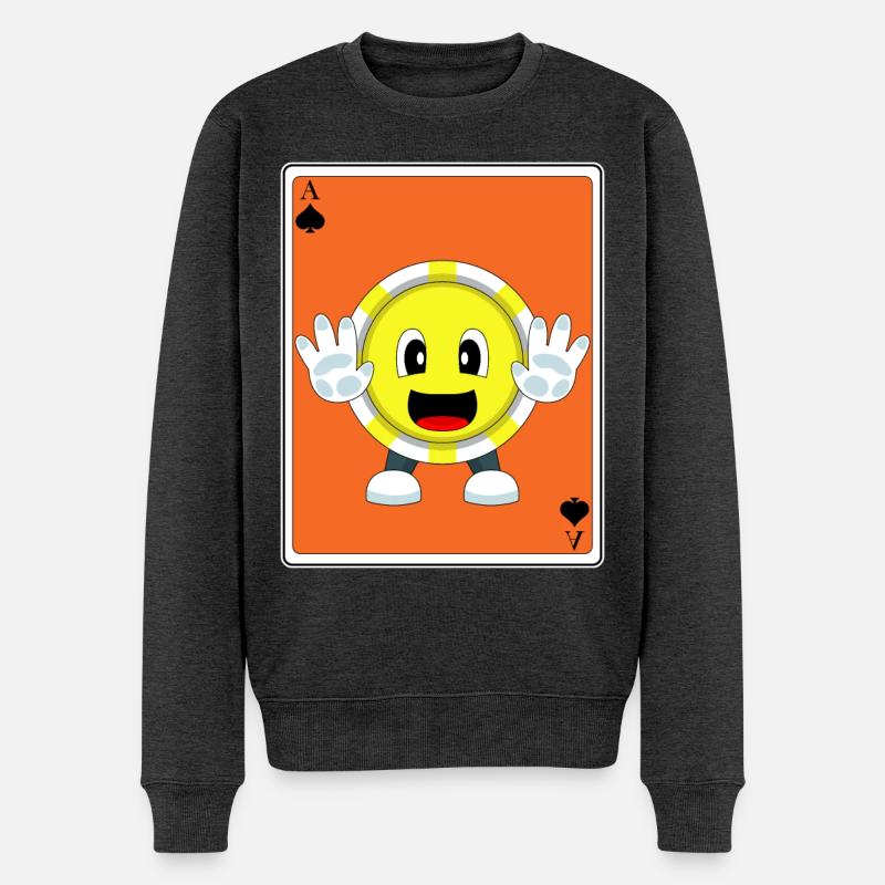 Pokerchips Poker Pokerkarten - Männer Premium Bio Pullover - Anthrazit meliert