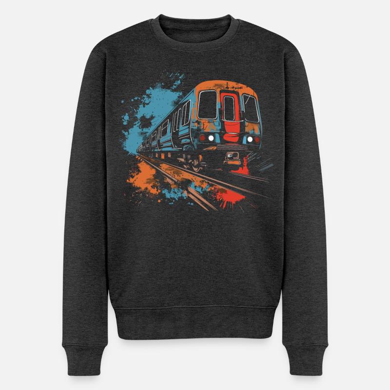 Eisenbahn - Männer Premium Bio Pullover - Anthrazit meliert