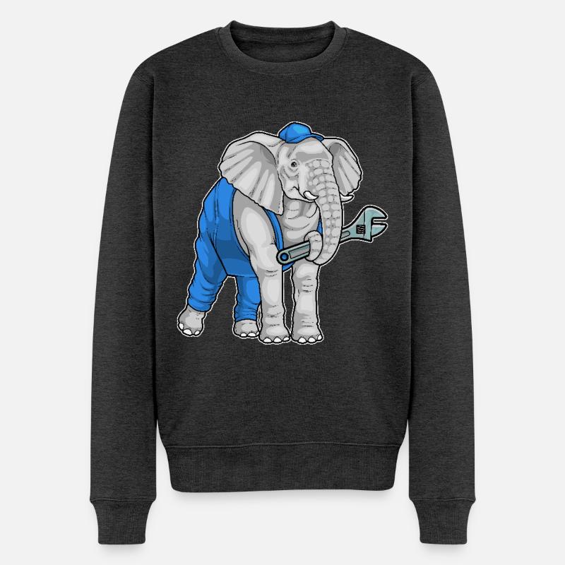Clé mécanique éléphant - Pull Premium bio Homme - anthracite chiné