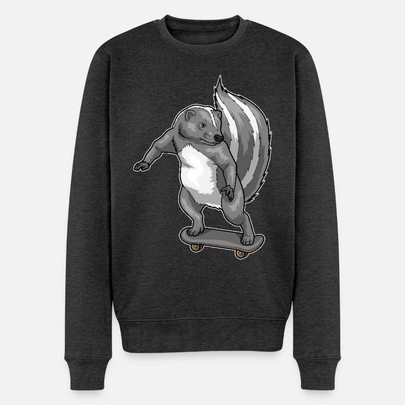Stinktier Skater Skateboard - Männer Premium Bio Pullover - Anthrazit meliert