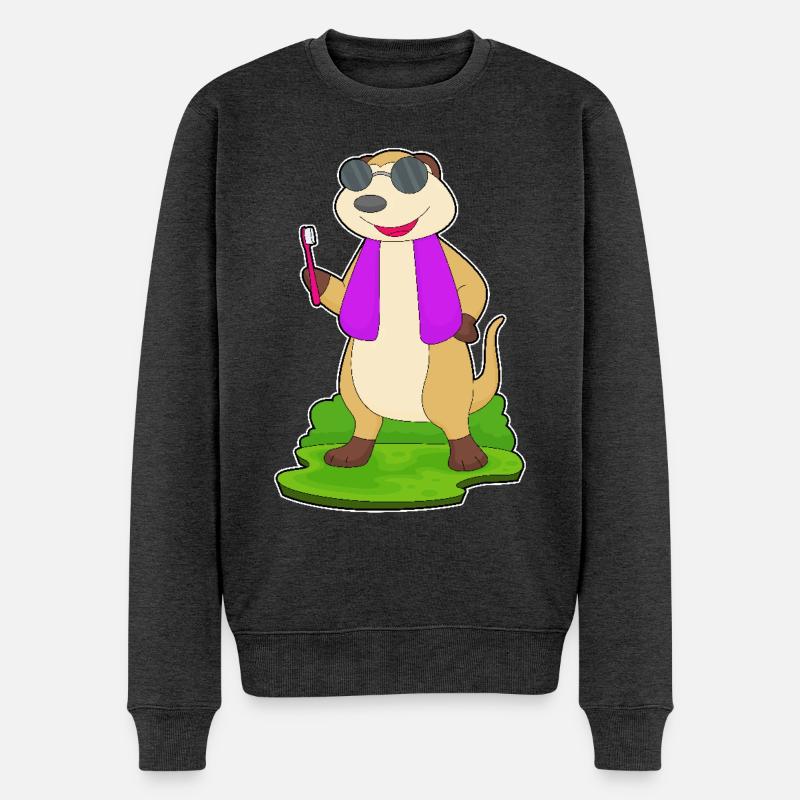 Erdmännchen Zahnbürste - Männer Premium Bio Pullover - Anthrazit meliert