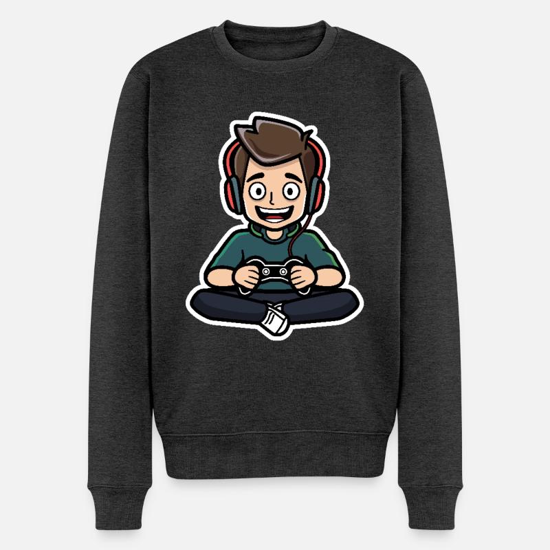 Gaming - Männer Premium Bio Pullover - Anthrazit meliert