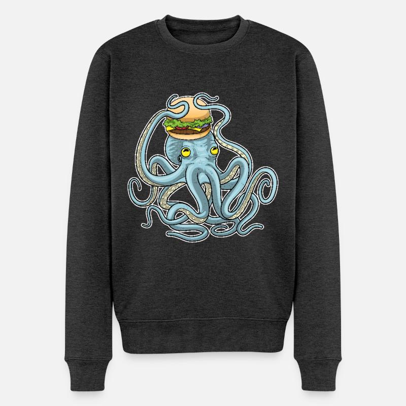 Cheeseburger au poulpe - Pull Premium bio Homme - anthracite chiné
