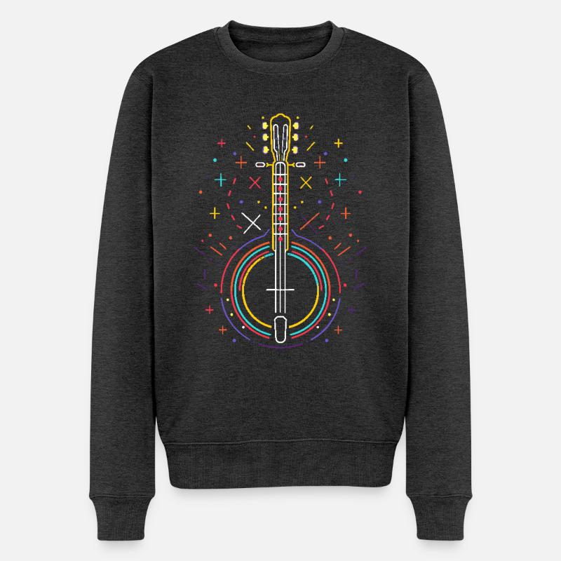 Dessin au trait de banjo - Pull Premium bio Homme - anthracite chiné