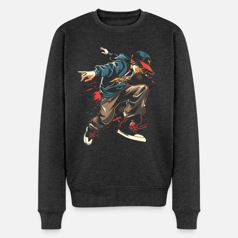 Breakdancer - Männer Premium Bio Pullover - Anthrazit meliert