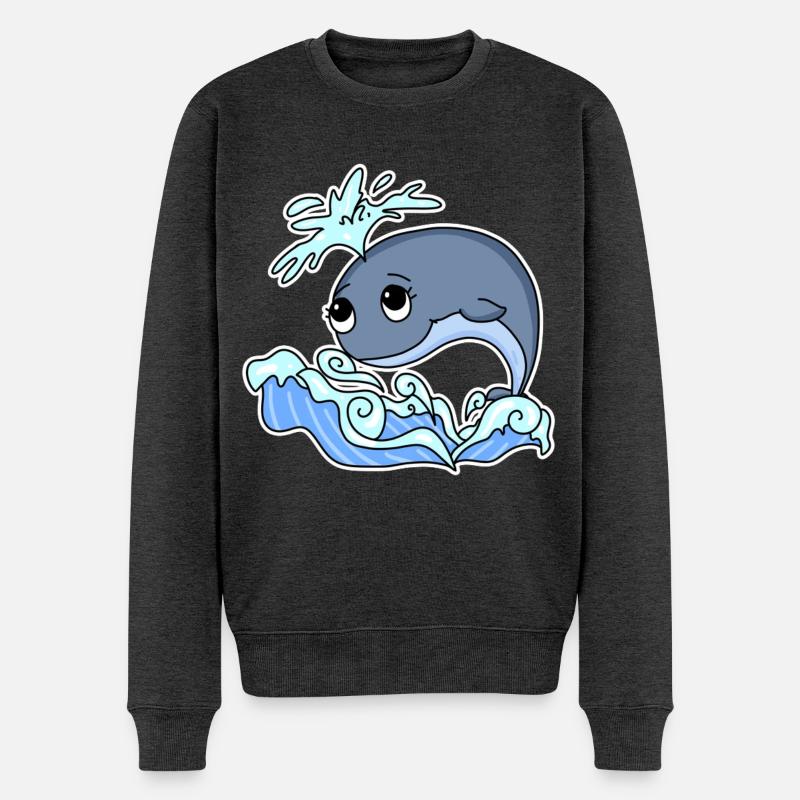 Baleine Animal Océan Graphique - Pull Premium bio Homme - anthracite chiné
