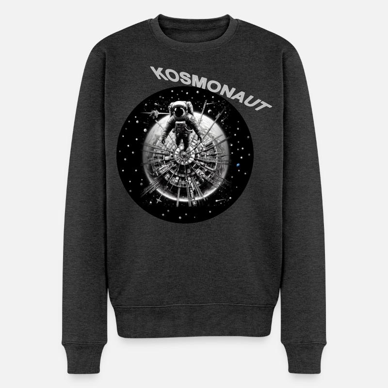 Kosmonaut im Sternenring - Männer Premium Bio Pullover - Anthrazit meliert