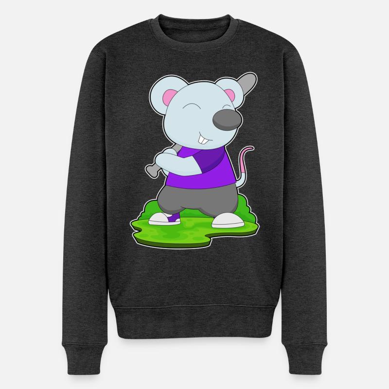 Maus Baseball Baseballschläger - Männer Premium Bio Pullover - Anthrazit meliert