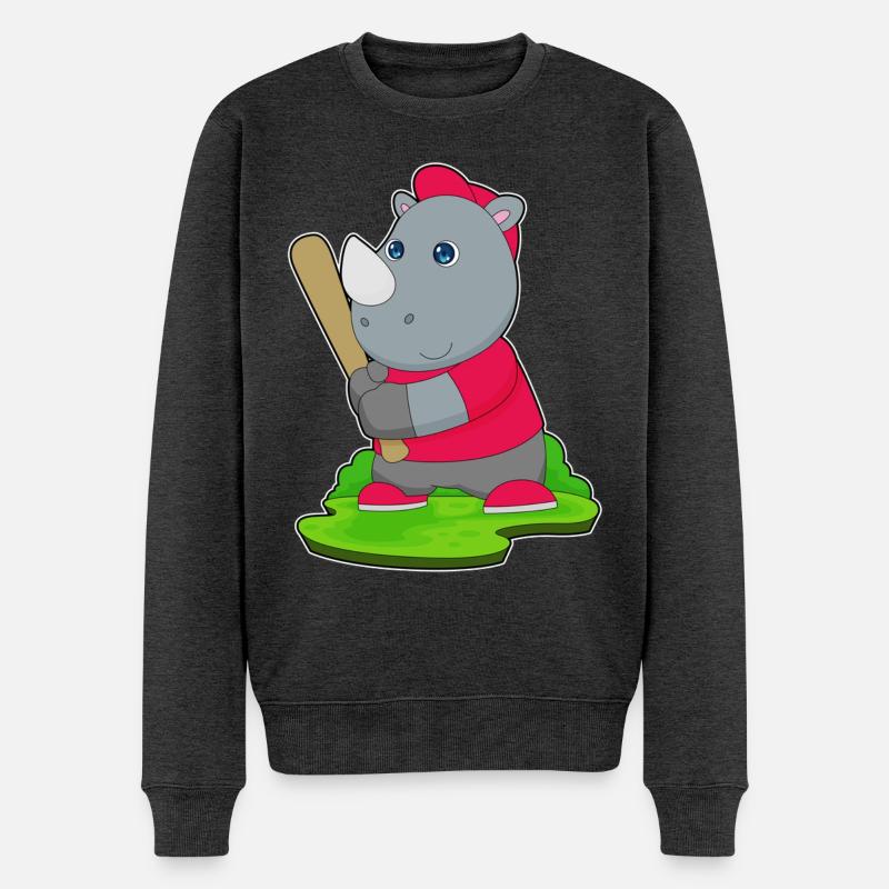 Nashorn Baseball Baseballschläger - Männer Premium Bio Pullover - Anthrazit meliert