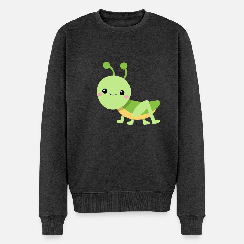 Lebhafter Heuschrecke - Männer Premium Bio Pullover - Anthrazit meliert