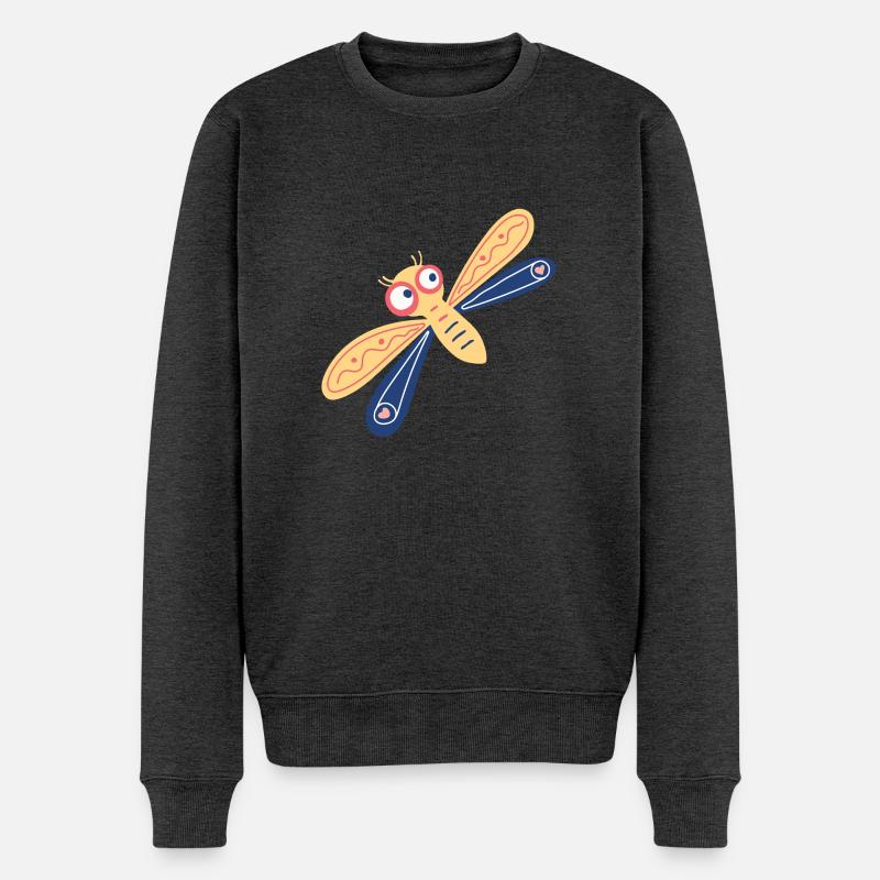 Zarte Kleinlibelle - Männer Premium Bio Pullover - Anthrazit meliert