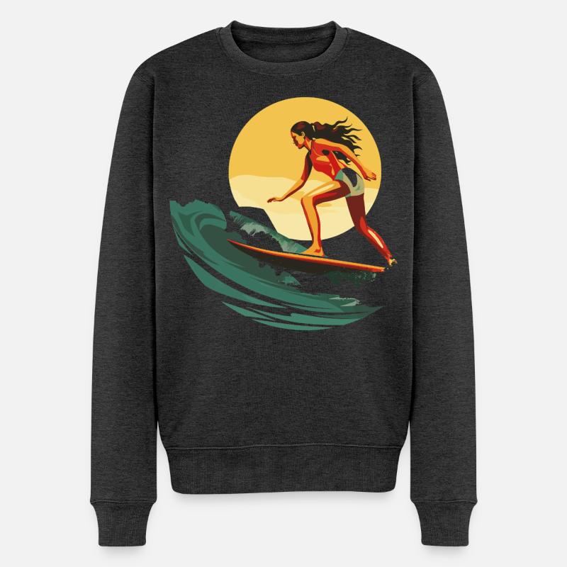 Surferin - Männer Premium Bio Pullover - Anthrazit meliert