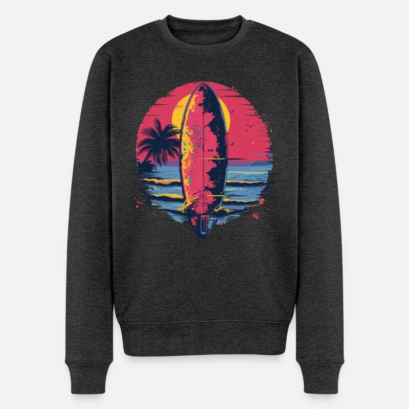 Planche de surf Synthwave - Pull Premium bio Homme - anthracite chiné