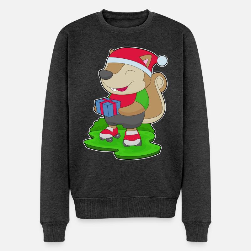 Eichhörnchen Weihnachten Inline skating - Männer Premium Bio Pullover - Anthrazit meliert