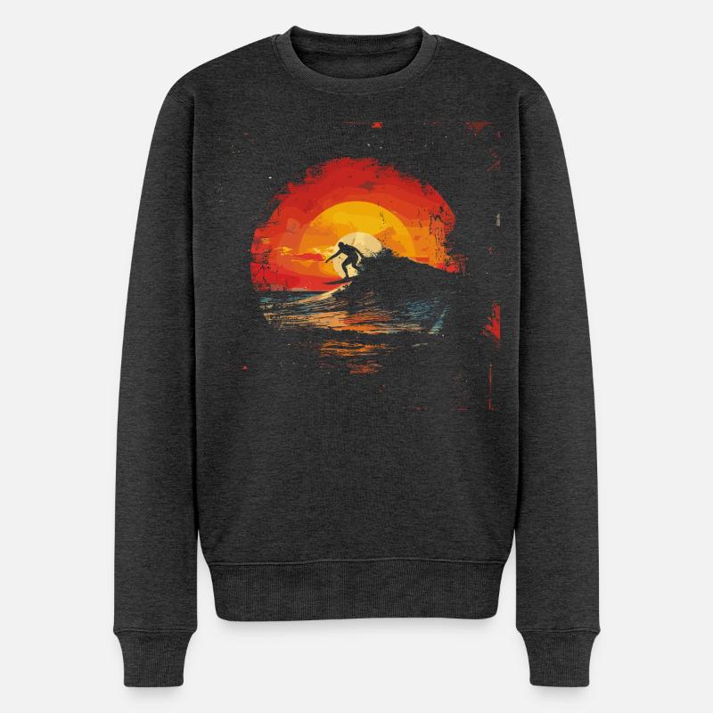 Surfeur Coucher de soleil - Pull Premium bio Homme - anthracite chiné