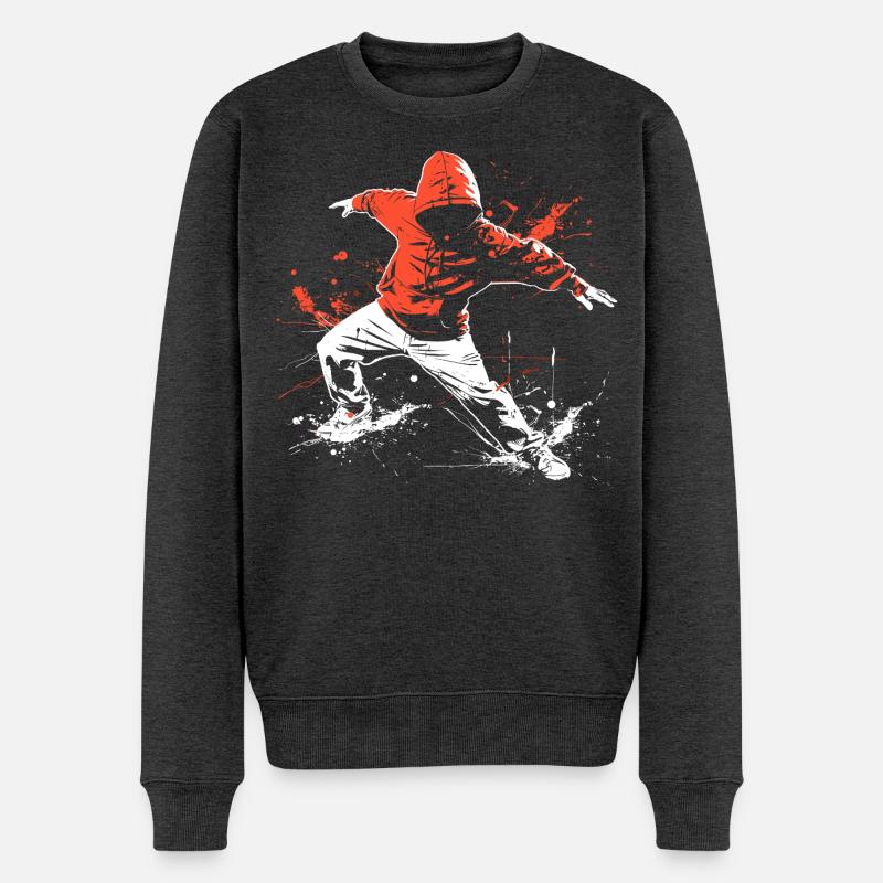 Breakdancer Streetart - Männer Premium Bio Pullover - Anthrazit meliert