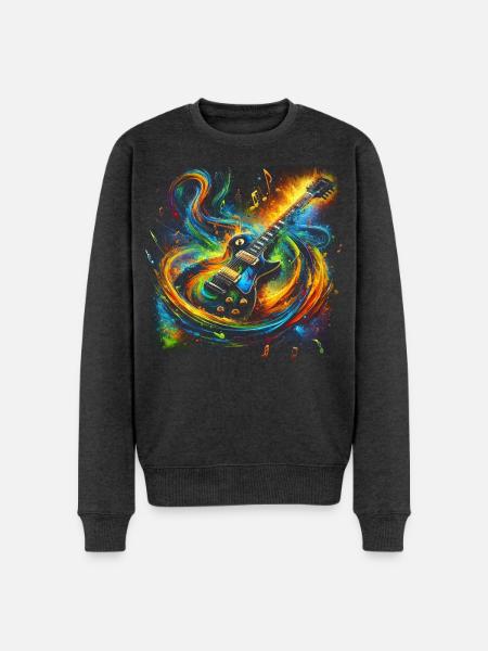 Farbenfroher Gitarrenausdruck - Männer Premium Bio Pullover - Anthrazit meliert