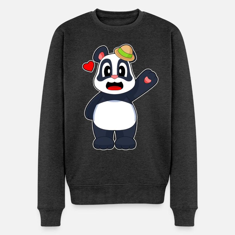 Chapeau Panda - Pull Premium bio Homme - anthracite chiné