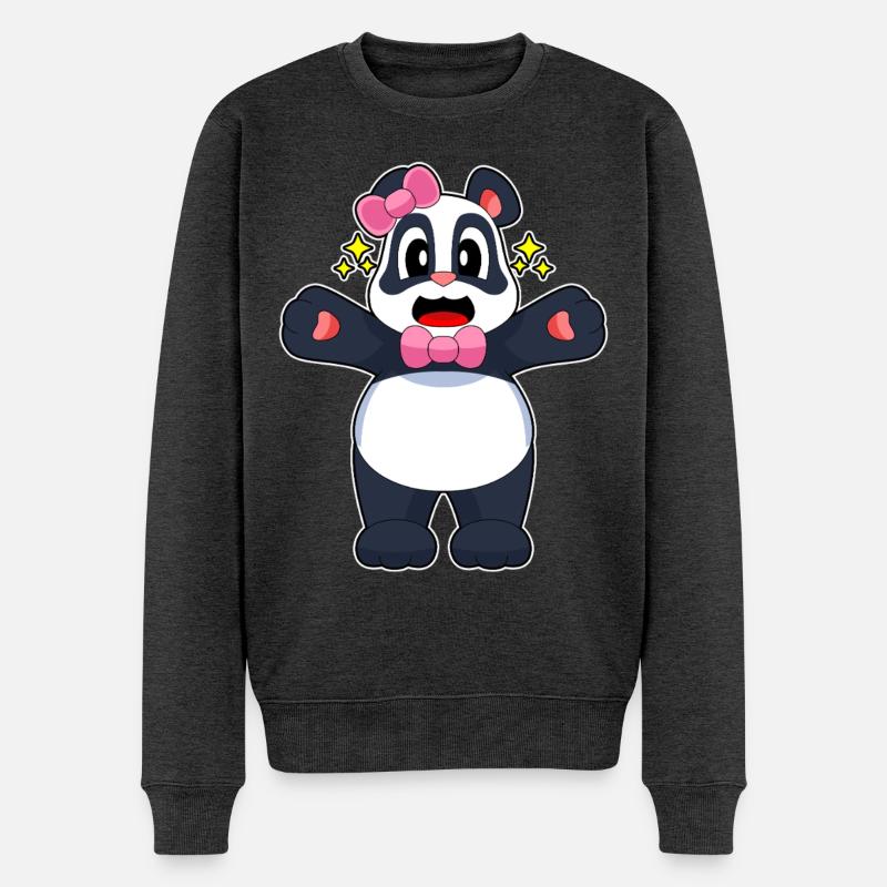 Panda Schleife - Männer Premium Bio Pullover - Anthrazit meliert