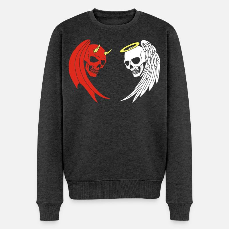 Engel und Dämon Skelett - Männer Premium Bio Pullover - Anthrazit meliert
