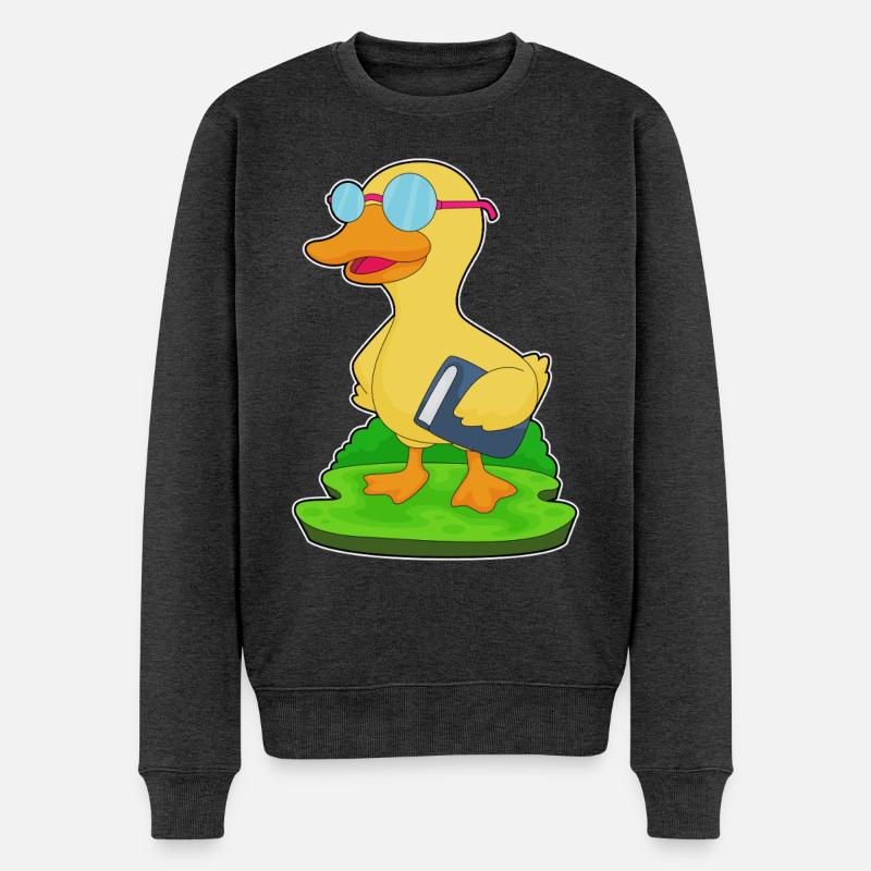 Ente Nerd Buch Brille - Männer Premium Bio Pullover - Anthrazit meliert