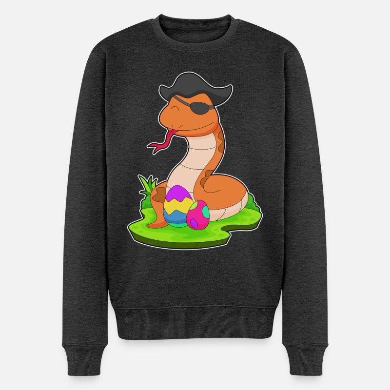 Schlange Ostern Pirat - Männer Premium Bio Pullover - Anthrazit meliert