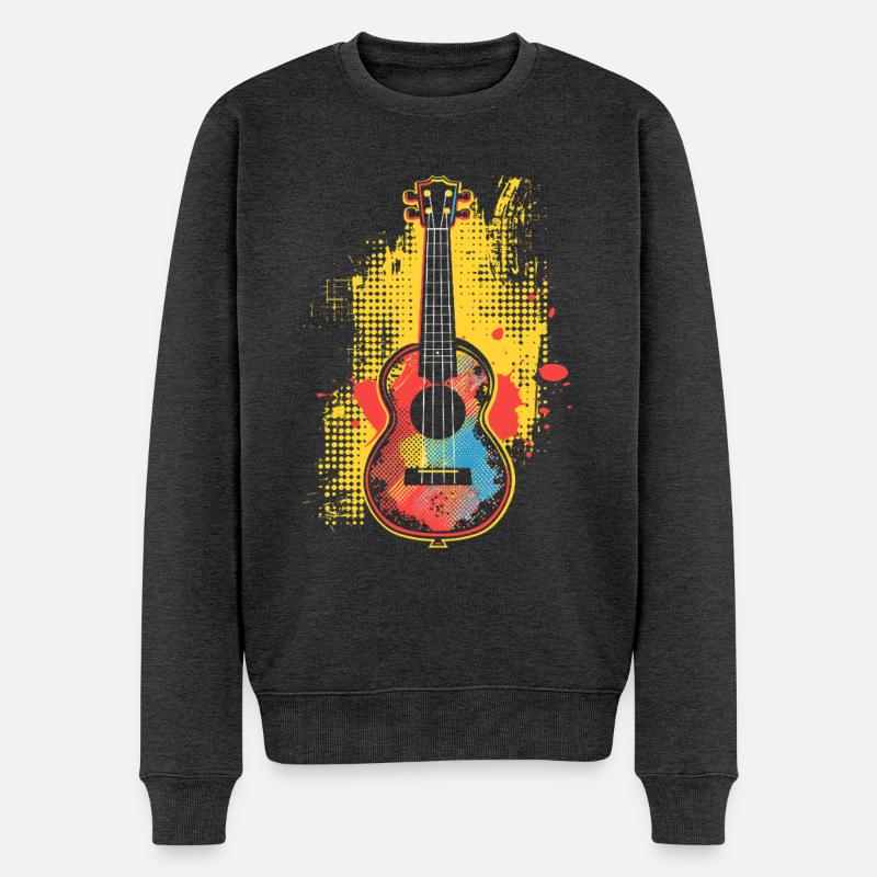 Ukulele Cartoon-Stil - Männer Premium Bio Pullover - Anthrazit meliert