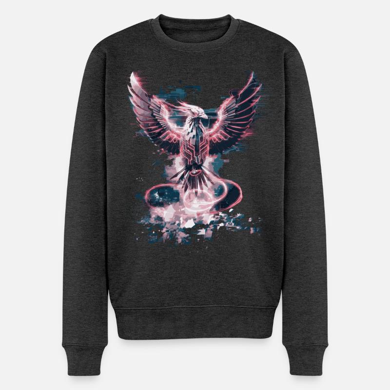 Cyber Phoenix – Digitale Wiedergeburt & Tech-Aufstieg - Männer Premium Bio Pullover - Anthrazit meliert
