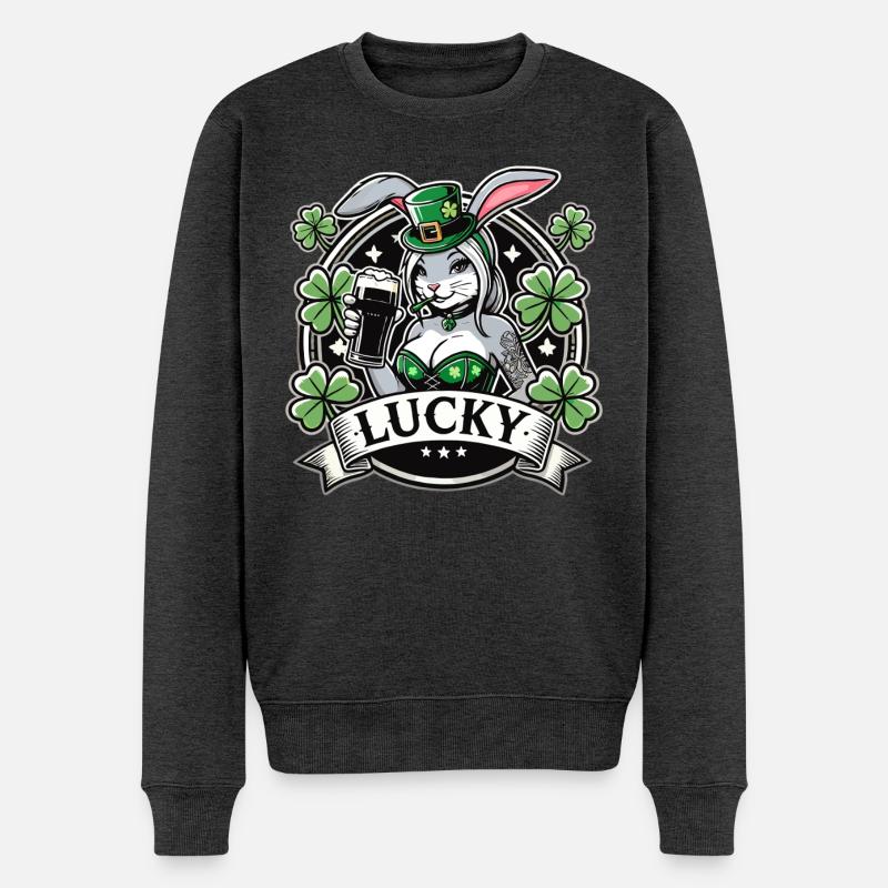 Saint-Patrick Bunny Bunny Bière Happy - Pull Premium bio Homme - anthracite chiné