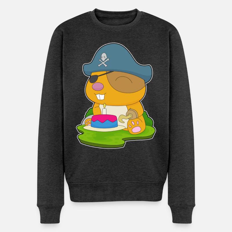 Hamster Anniversaire Pirate - Pull Premium bio Homme - anthracite chiné