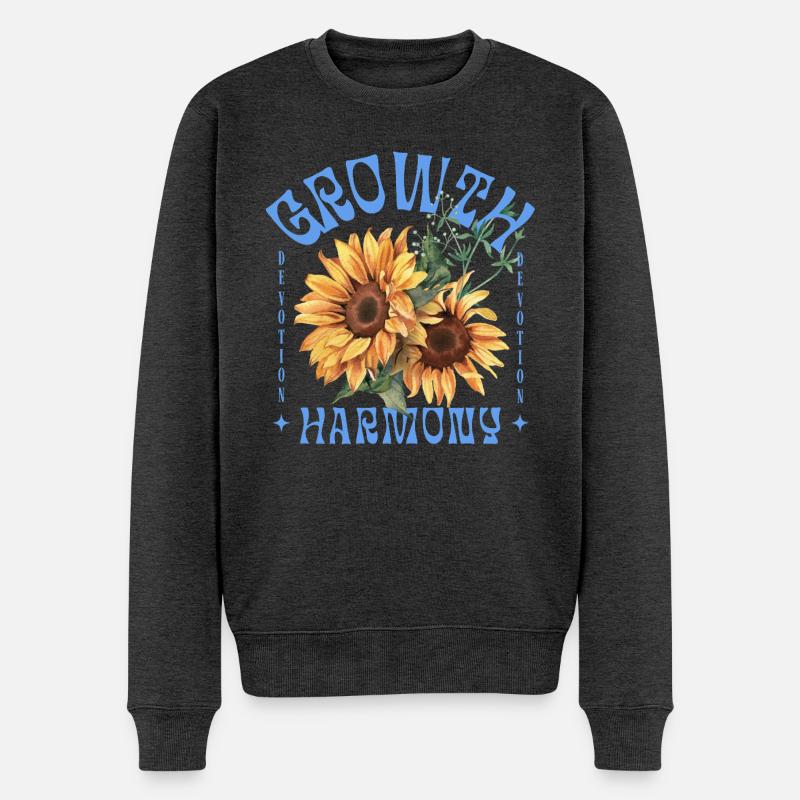 Growth Harmony Sunflower Art - Männer Premium Bio Pullover - Anthrazit meliert