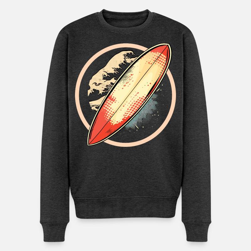 Surfbrett Grafik - Männer Premium Bio Pullover - Anthrazit meliert