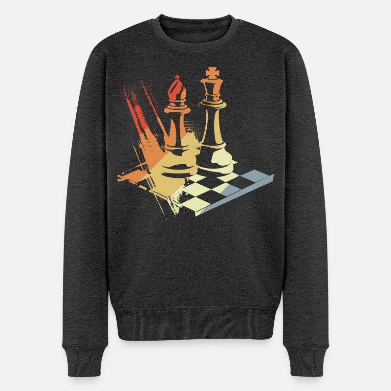 Vintage Schach - Männer Premium Bio Pullover - Anthrazit meliert