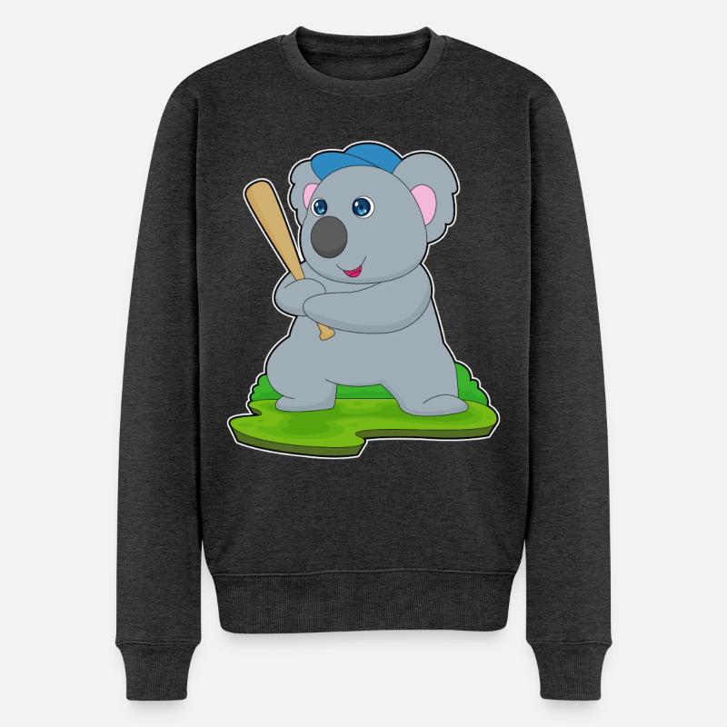 Koala Baseball Baseballschläger - Männer Premium Bio Pullover - Anthrazit meliert