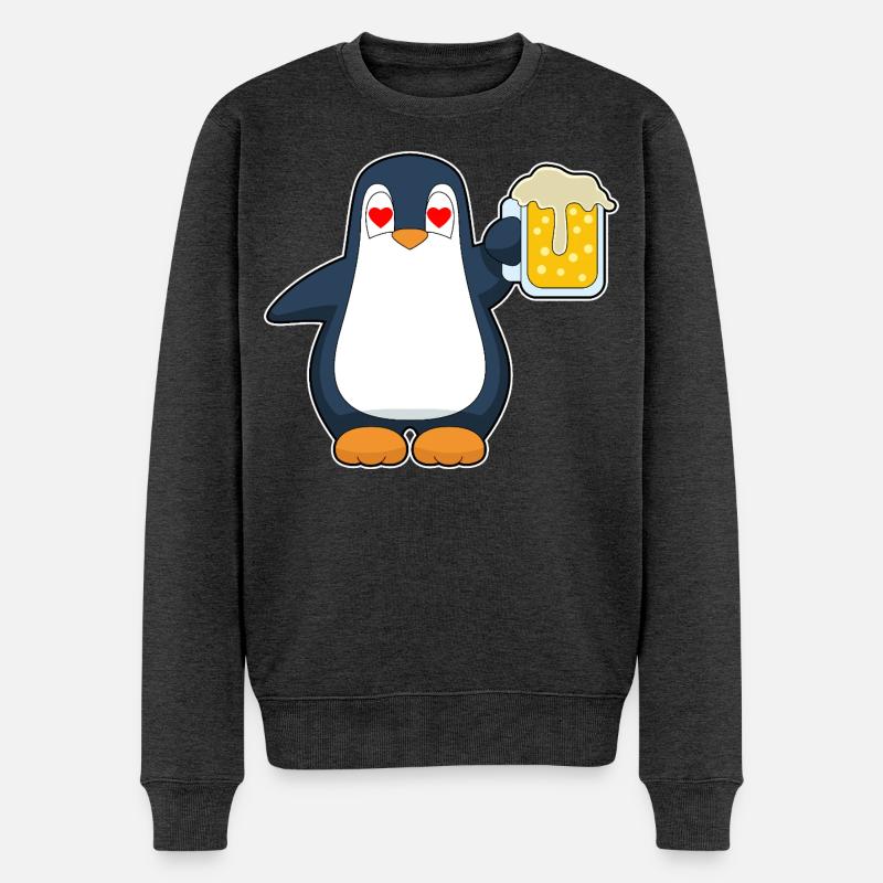 Bière Pingouin - Pull Premium bio Homme - anthracite chiné