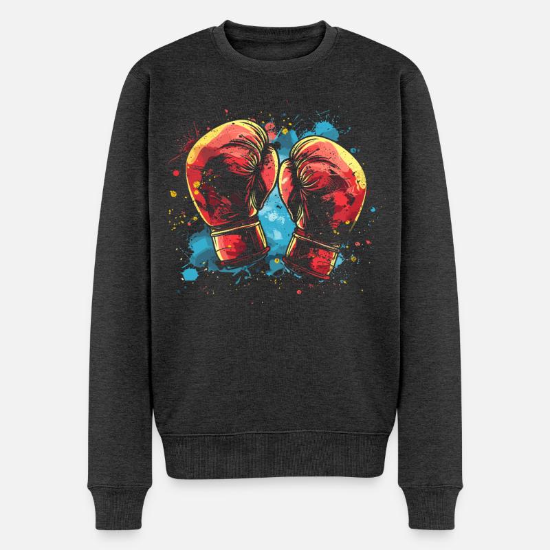 Boxhandschuhe Streetart - Männer Premium Bio Pullover - Anthrazit meliert