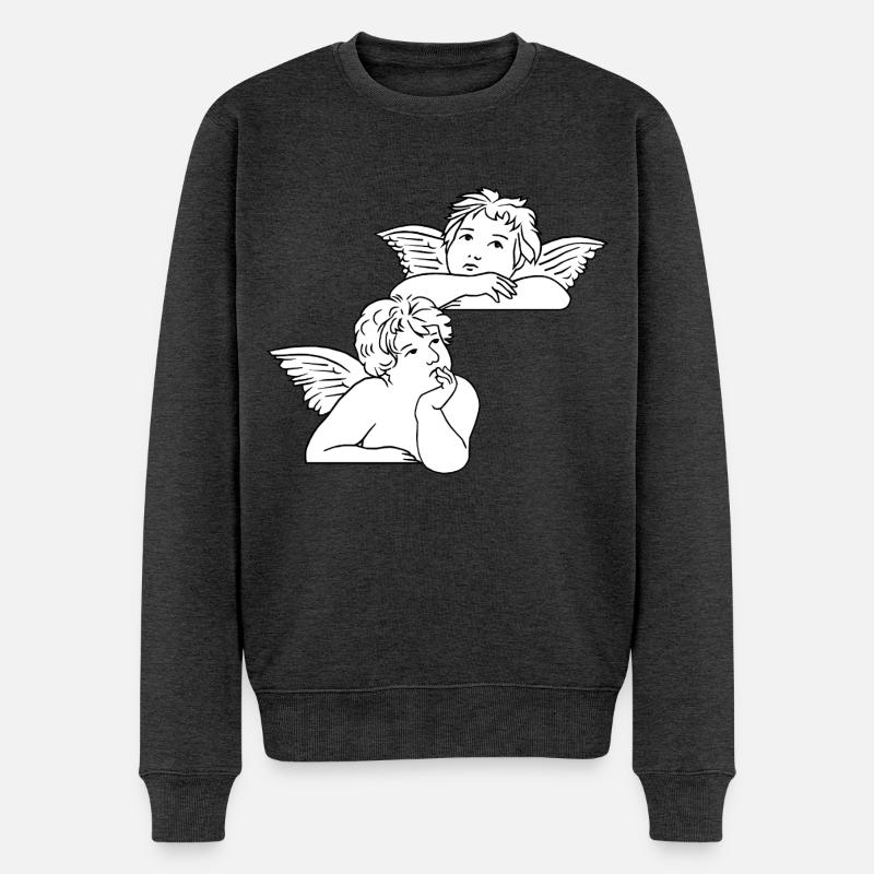 Putten-Strichzeichnungen - Männer Premium Bio Pullover - Anthrazit meliert