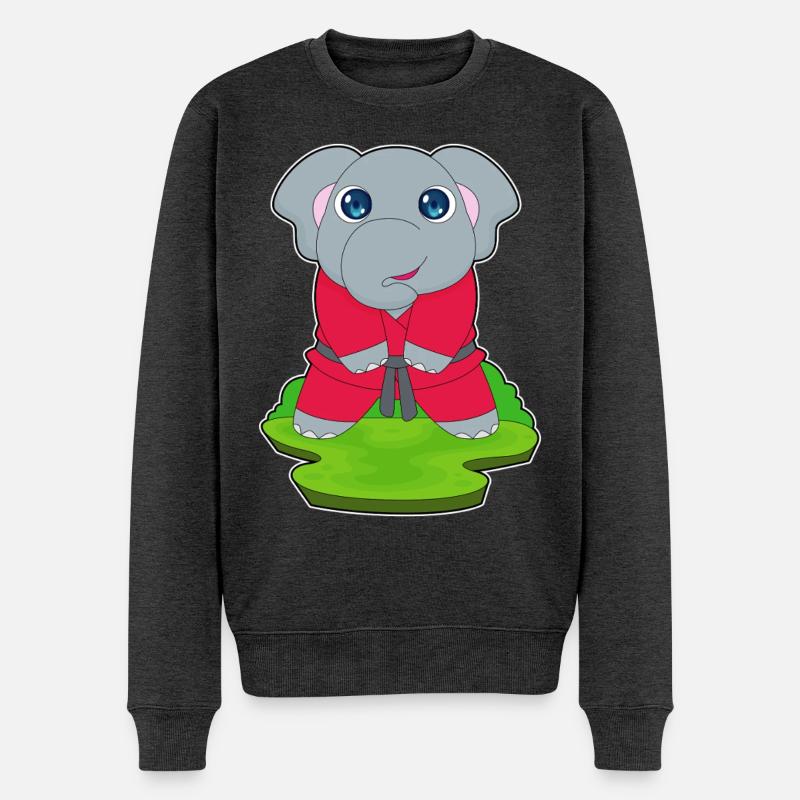 Elefant Karate Kampfsport - Männer Premium Bio Pullover - Anthrazit meliert