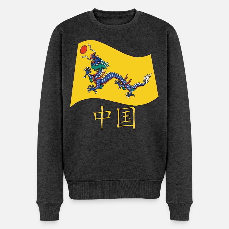 Alte chinesische Flagge - Männer Premium Bio Pullover - Anthrazit meliert