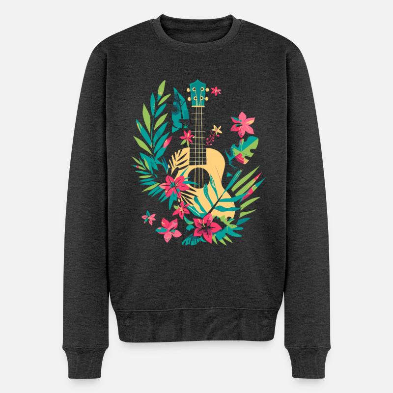 Ukulélé Look Bande Dessinée - Pull Premium bio Homme - anthracite chiné