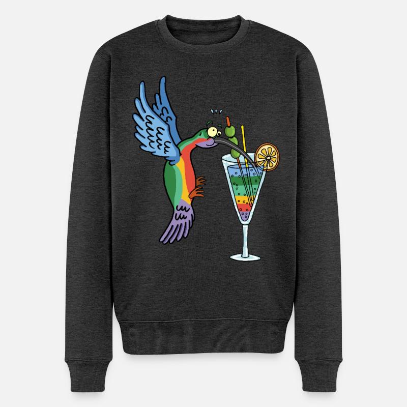 Kolibri und Cocktail - Männer Premium Bio Pullover - Anthrazit meliert