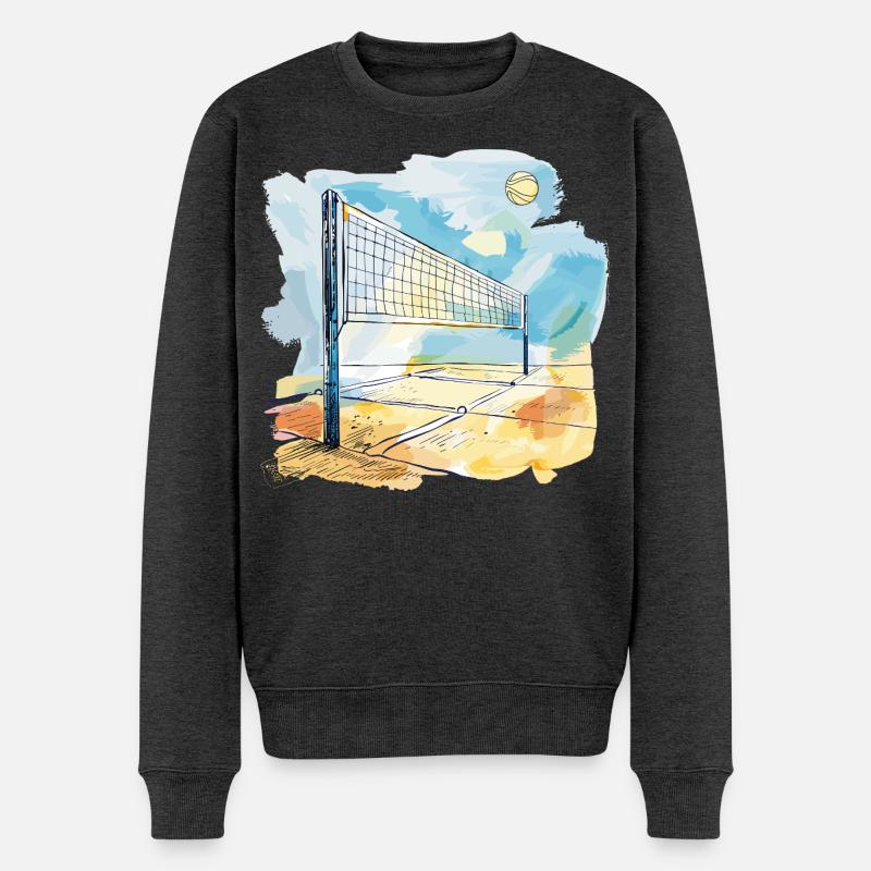 Volleyballplatz - Männer Premium Bio Pullover - Anthrazit meliert