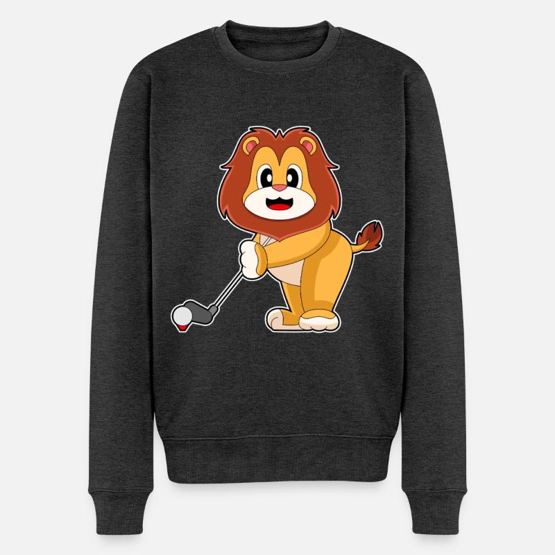Löwe Golf Golfschläger - Männer Premium Bio Pullover - Anthrazit meliert